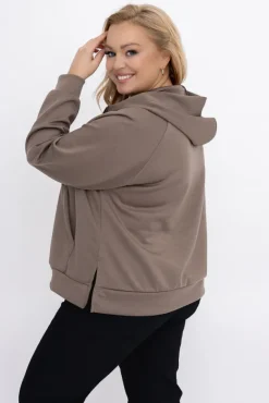 Kawowa Bluza z kapturem DERVIN<Włoski Outlet