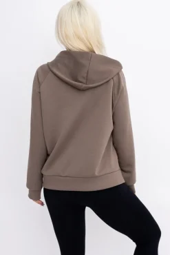 Kawowa Bluza z kapturem DERVIN<Włoski Outlet