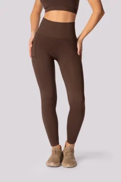 Kawowe Legginsy z kieszonką BASE<Polski New