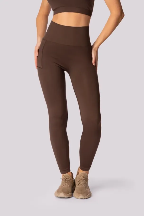 Kawowe Legginsy z kieszonką BASE<Polski New