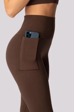 Kawowe Legginsy z kieszonką BASE<Polski New