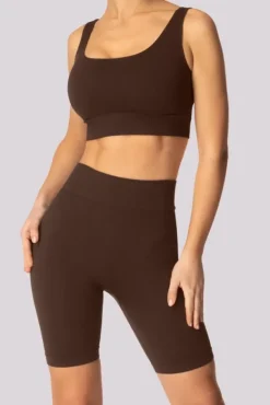 Kawowe Spodenki bikery prążkowane RIBBED<Polski Clearance