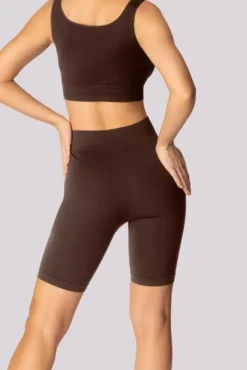 Kawowe Spodenki bikery prążkowane RIBBED<Polski Clearance