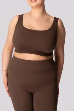 Kawowy Top prążkowany RIBBED<Polski Sale