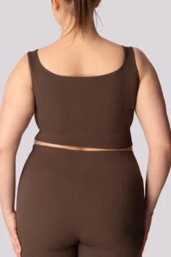 Kawowy Top prążkowany RIBBED<Polski Sale
