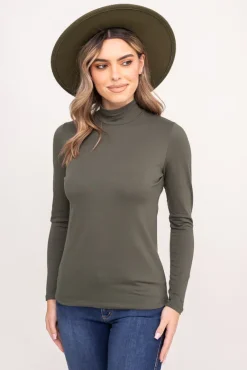 Khaki Bluzka z półgolfem KERZI<Polski Discount