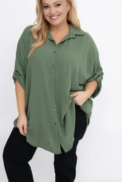 Khaki Koszula VISCO<Włoski Discount