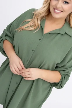 Khaki Koszula VISCO<Włoski Discount