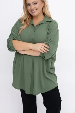Khaki Koszula VISCO<Włoski Discount