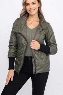 Khaki Kurtka pikowana ocieplana ROBENO<Polski Outlet