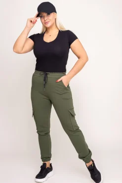 Khaki Spodnie bojówki LENVI<Włoski Hot