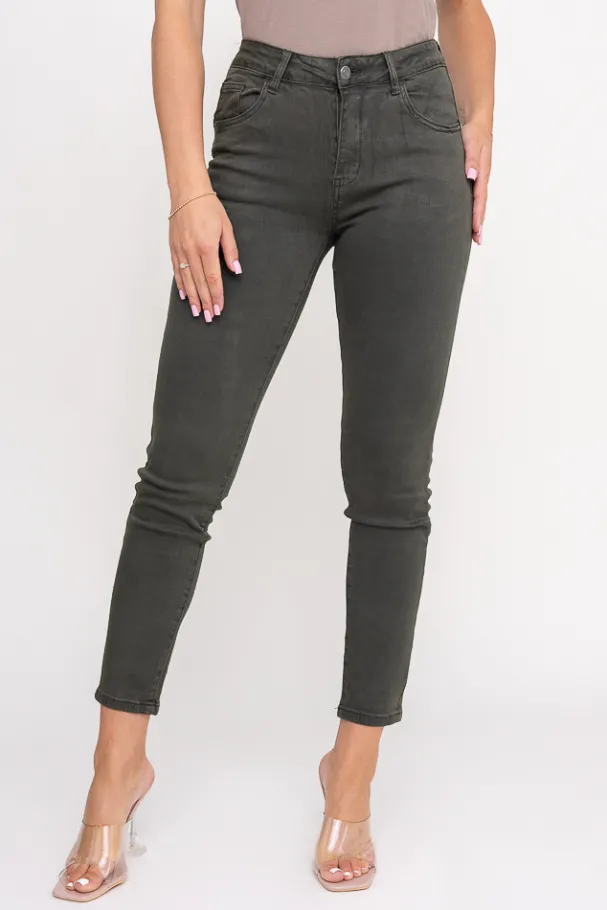 Khaki Spodnie Jeansowe PERMENIO<Włoski Discount
