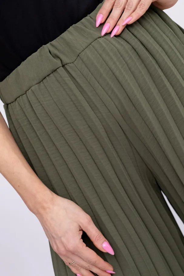 Khaki Spodnie plisowane DALGONA<Włoski Clearance