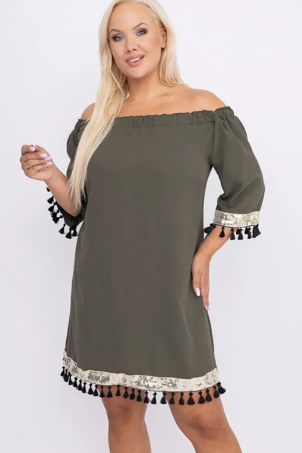 Khaki Sukienka FEREZO<Polski Hot