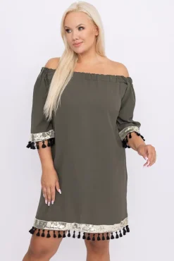 Khaki Sukienka FEREZO<Polski Hot