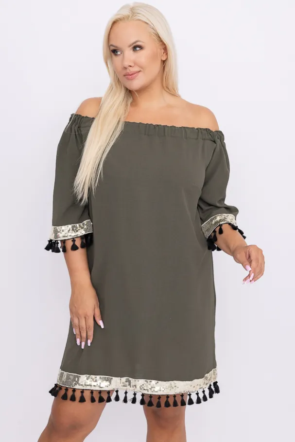 Khaki Sukienka FEREZO<Polski Hot