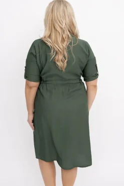 Khaki Sukienka szmizjerka SAFERI<Włoski Sale