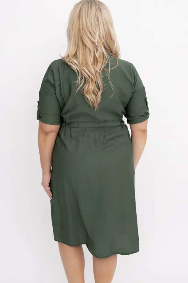 Khaki Sukienka szmizjerka SAFERI<Włoski Sale