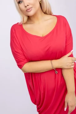 Koralowa Sukienka CASUAL FASHION<Polski Discount