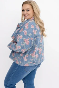 Kurtka jeansowa w kwiaty ROSALI<Włoski Discount