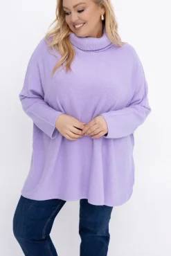 Liliowy Sweter z golfem MONTIO<Włoski Outlet