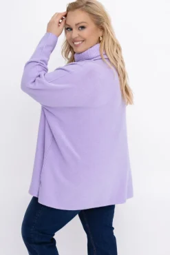 Liliowy Sweter z golfem MONTIO<Włoski Outlet