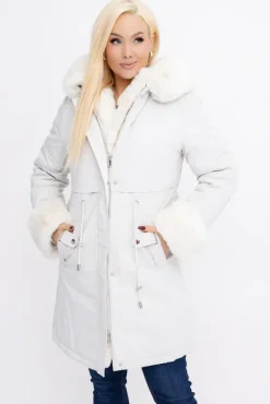 Śmietanowa Kurtka puchowa z kapturem SNOWY<Włoski Discount
