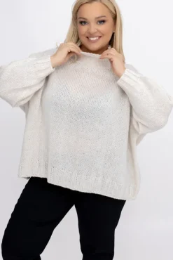 Śmietanowy Sweter ROMI<Włoski Hot