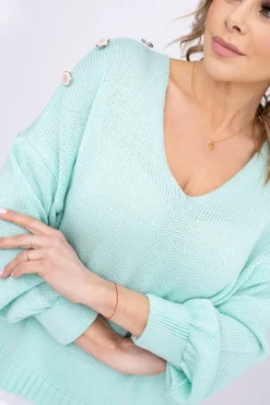 Miętowy Sweter SIMUNY<Polski