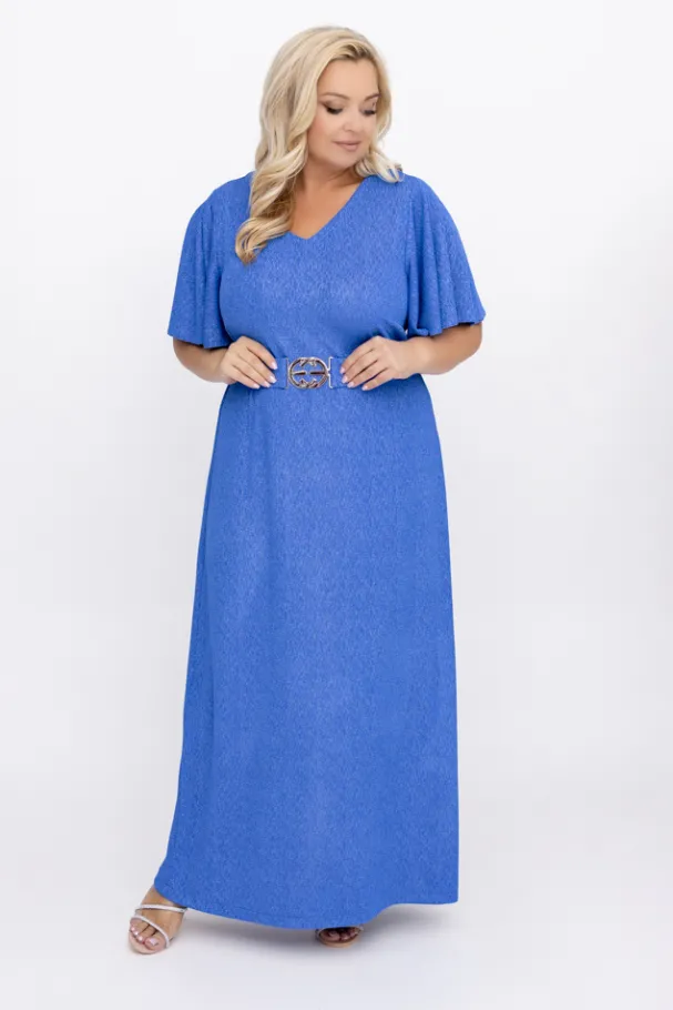 Niebieska Sukienka Maxi SANTORI<Polski Discount