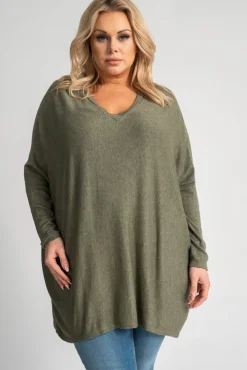 Oliwkowy Sweter oversize NELVI<Włoski Clearance