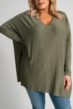 Oliwkowy Sweter oversize NELVI<Włoski Clearance