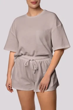 Piżama z szortami COZY Brudny róż<Polski Hot