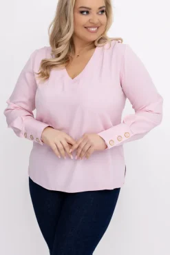 Pudroworóżowa Bluzka Elegancka XEVIN<Polski