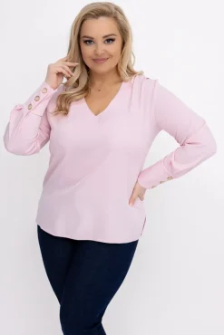 Pudroworóżowa Bluzka Elegancka XEVIN<Polski