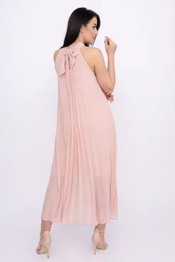 Pudroworóżowa plisowana Sukienka szyfonowa LUZIO<Włoski Best
