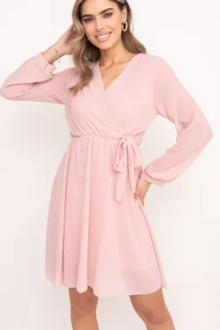 Pudroworóżowa Sukienka Elegancka PERLA<Włoski Sale