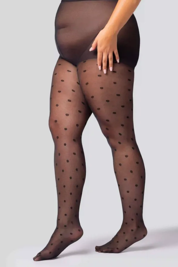 Rajstopy POLKA DOT 30DEN BLACK<Polski Clearance