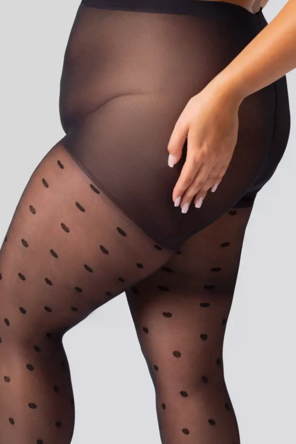 Rajstopy POLKA DOT 30DEN BLACK<Polski Clearance