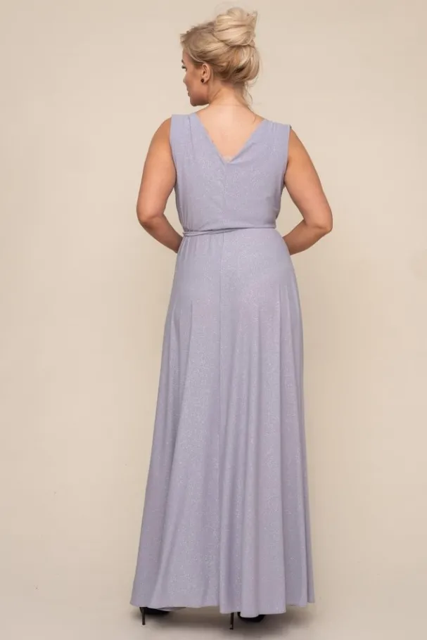Srebrna Sukienka FIANCO Maxi<Polski Sale