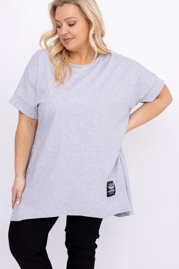 Szara Tunika STRIPI<Włoski Online