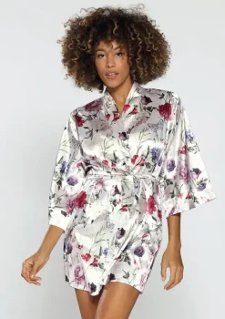 Szlafrok satynowy FLOWERS DK-P 005<Polski Online