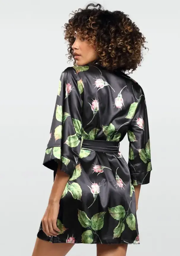 Szlafrok satynowy FLOWERS DK-P 008<Polski Online