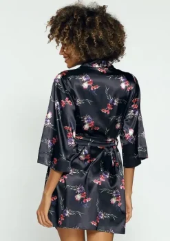 Szlafrok satynowy FLOWERS DK-P 009<Polski Online