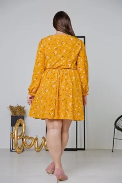 Żółta Sukienka CHERYL Plus Size<Polski Hot