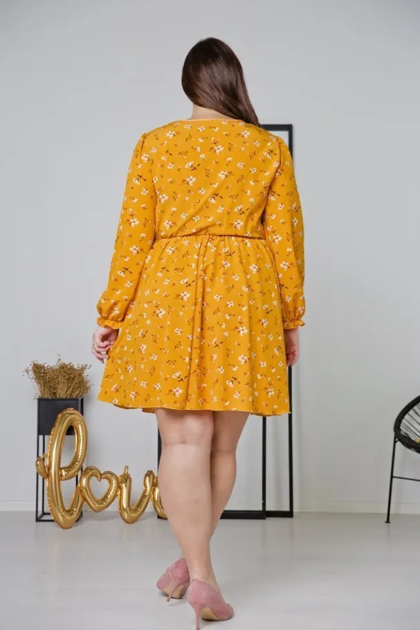 Żółta Sukienka CHERYL Plus Size<Polski Hot