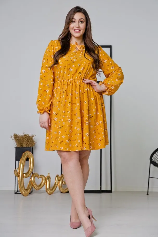Żółta Sukienka CHERYL Plus Size<Polski Hot