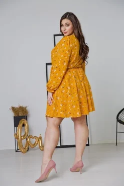 Żółta Sukienka CHERYL Plus Size<Polski Hot