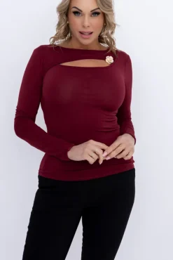 Wiśniowa Bluzka elegancka DENORI<Włoski Online