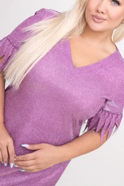 Wrzosowa Sukienka błyszcząca INFLUENCER<Polski Clearance